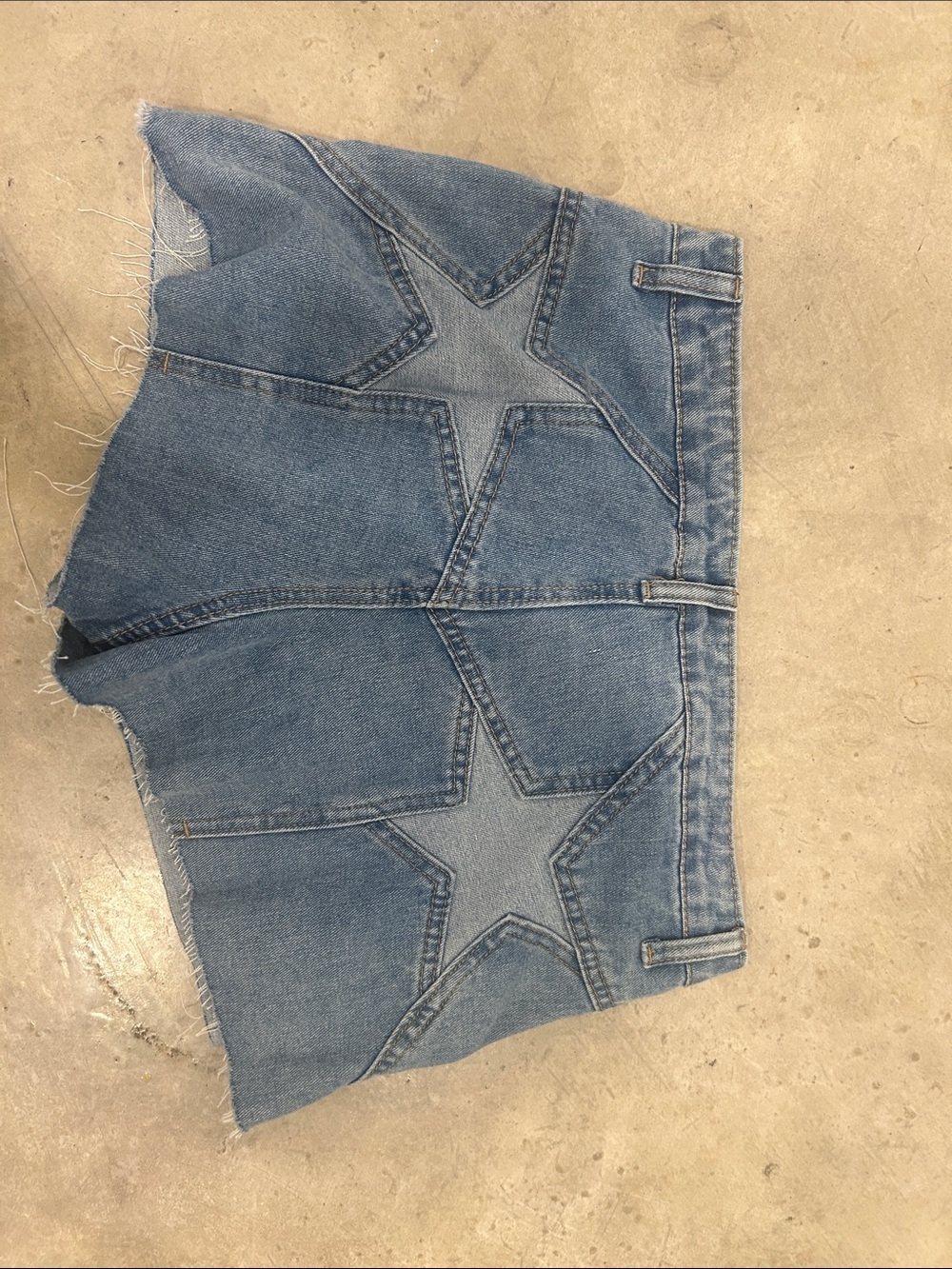 Denim Star Patch Mini Shorts - Light Blue